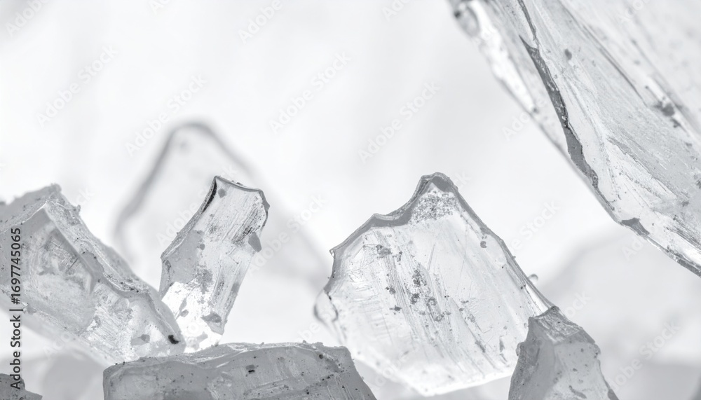 Obraz premium Sea salt flake fracture in minimalist high key studio representing culinary crystal texture suitable for food packaging and editorial design
