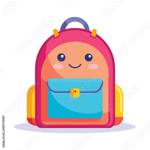 cartoon illustration of a little girl with a bag