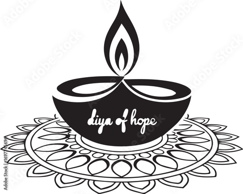 Diwali diya of hope illuminates festive tradition with intricate mandala design bringing light and celebration transparent background