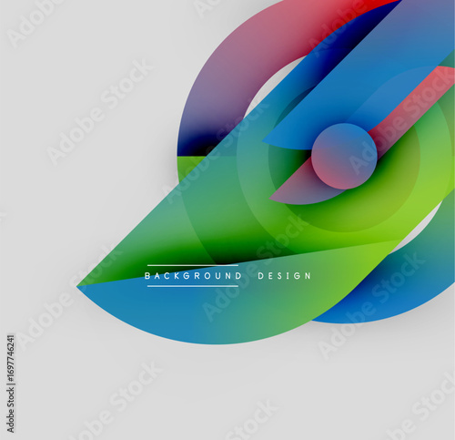 Abstract colorful shapes overlap. Gradient hues create dynamic visual effect. Modern design element for backgrounds, presentations.