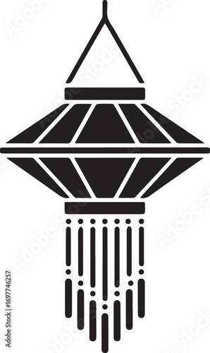 Traditional diwali lantern decoration featuring intricate geometric patterns and dangling tassels symbolizing light and celebration transparent background