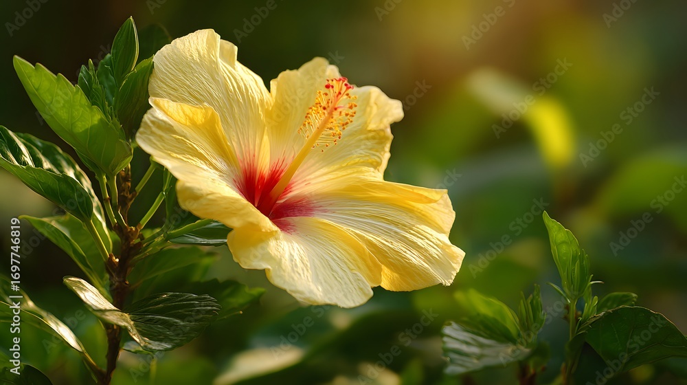 Fototapeta premium Forest Glow with Yellow Hibiscus