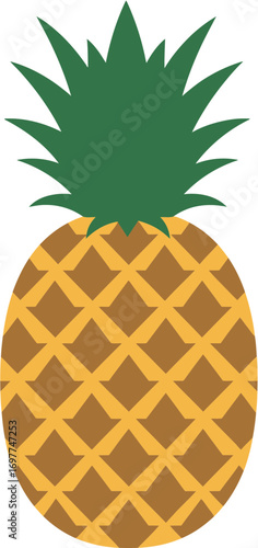 Simple Flat Design Pineapple Tropical Fruit Graphic Illustration