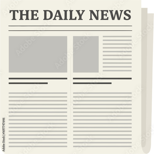 Flat Paper Newspaper with Headline and Articles Mockup Illustration