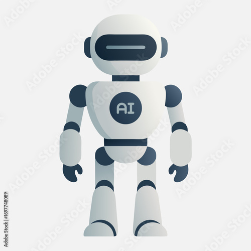 Minimalist Vector Illustration of Artificial Intelligence Robot