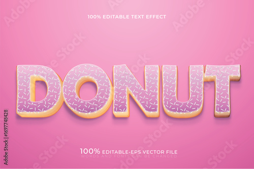 pink donut cake bread text effect
