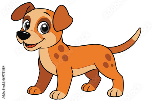 Cartoon Spotted Dog with Friendly Expression on White Background