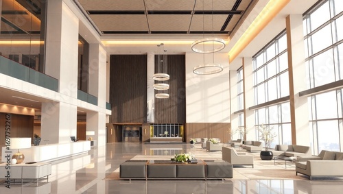 Modern Hotel Lobby with Elegant Interior Design