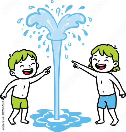 Best for familyoriented graphics, summer designs, childhood themes, outdoor activities, and joyful youth lifestyle content with two kids having fun.