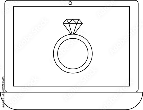 laptop icon and diamond ring icon with white background