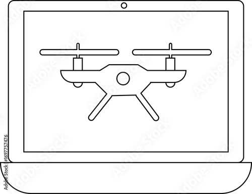 laptop icon and drone icon with white background