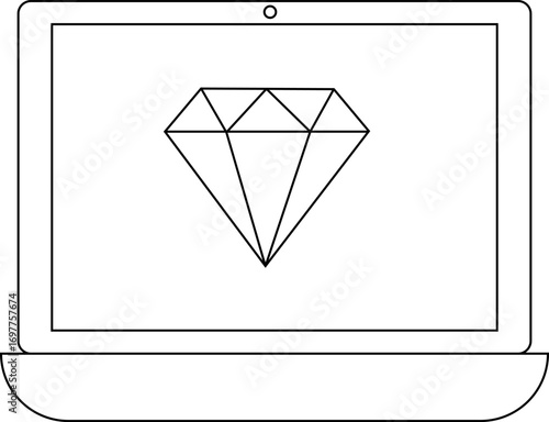 laptop icon and diamond icon with white background