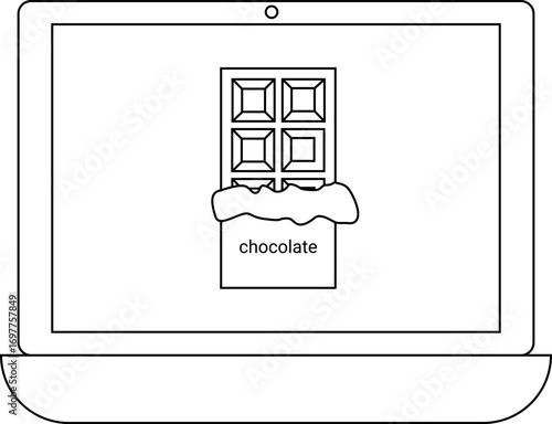 laptop icon and chocolate bar icon with white background