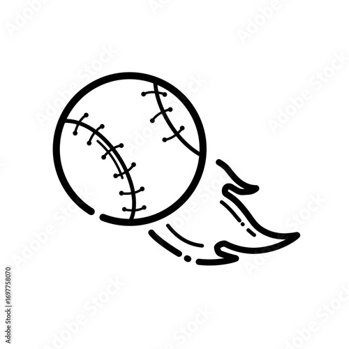 Flying baseball ball icon - vector icon