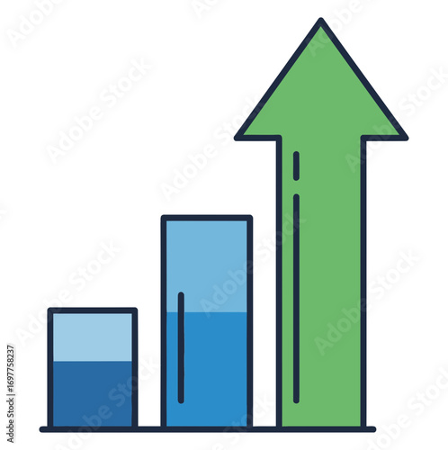 An upward trending bar chart illustration signifying business growth financial performance market expansion and economic success