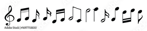 Music notes icon set, Music notes symbol, vector stock illustration.
