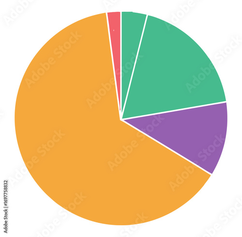 This colorful pie chart graphic illustrates data segmentation and proportional representation of different categories for analysis
