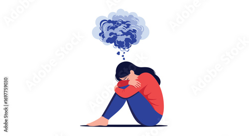 Woman suffering from anxiety and mental health issues feeling overwhelmed and distressed