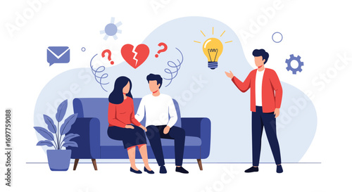 Couple seeking professional help for relationship issues and conflict resolution