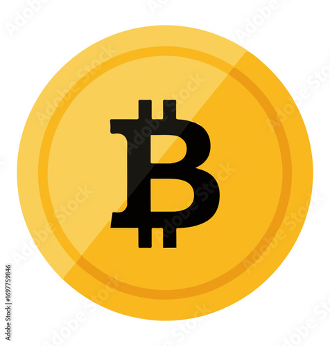 A stylized golden coin featuring the bitcoin logo a symbol of digital currency and cryptocurrency investment and blockchain technology future