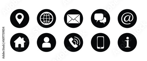 Contact information icons, vector for business card and website, 