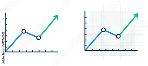 Simple line graph illustration showing upward trend progress in business growth analytics and financial planning success