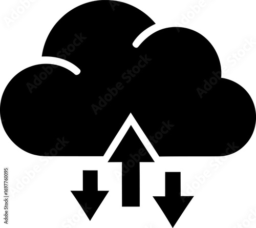 Cloud upload download arrows data transfer icon
