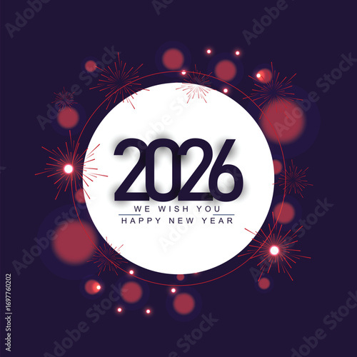 Happy new year 2026 background with Fireworks and bokeh