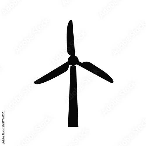 Simple silhouette of a wind turbine generating clean renewable energy power
