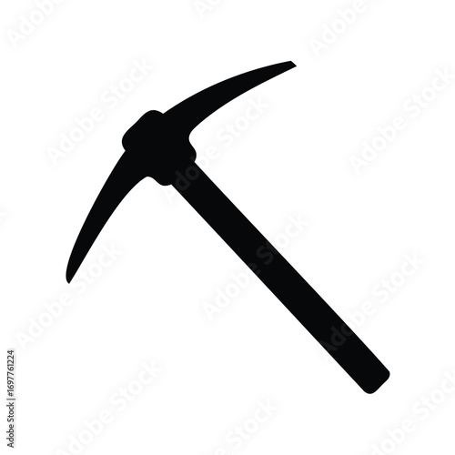 Black silhouette of a pickaxe symbolizing cryptocurrency mining and digital asset extraction