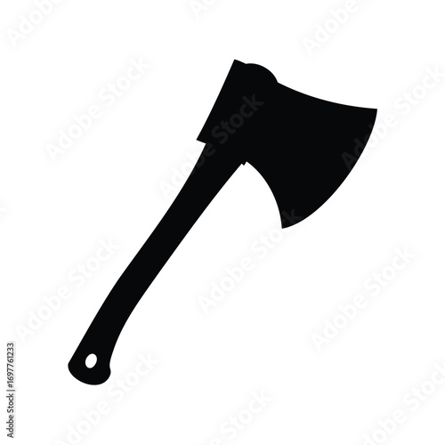 Black silhouette of an axe tool icon symbol for chopping wood and lumberjacking
