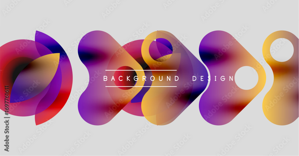 Fototapeta premium Abstract colorful shapes overlap, creating dynamic background. Modern design utilizes gradients, curves, vibrant hues.
