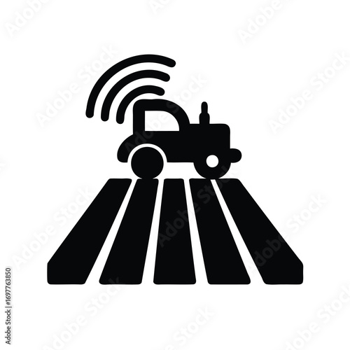 Automated smart farming tractor icon symbolizing precision agriculture and technology