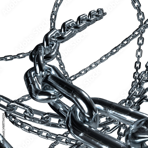 chain links on white background