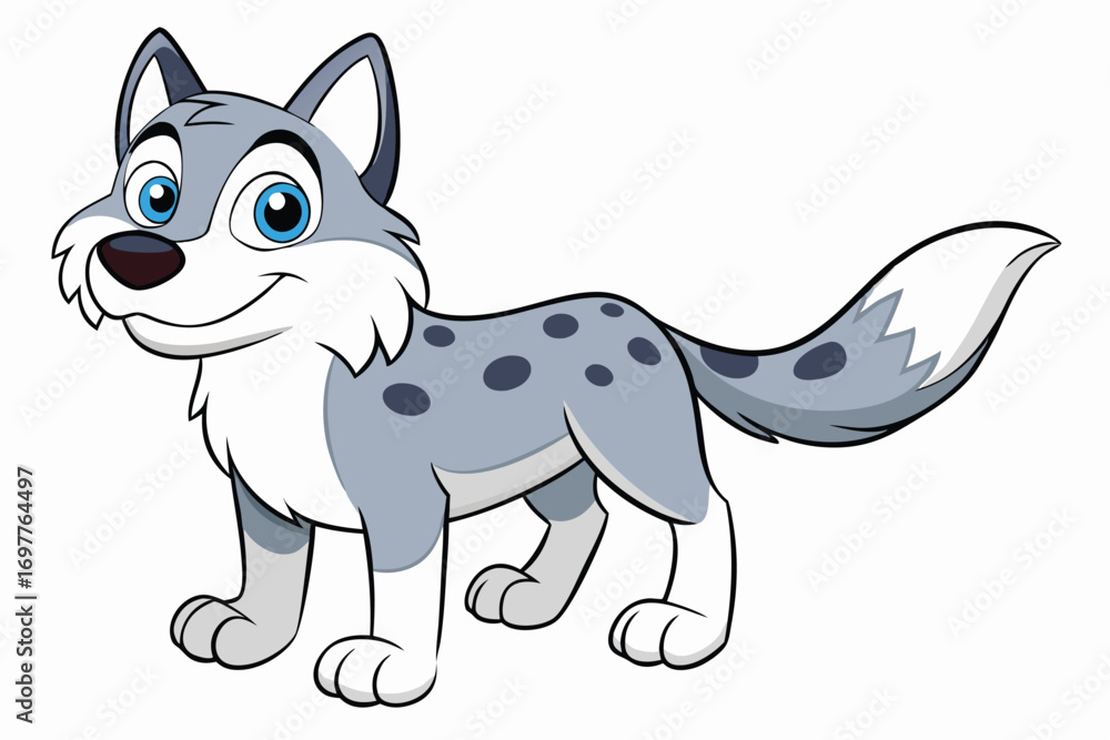 Obraz premium Cartoon Wolf with Blue Eyes 