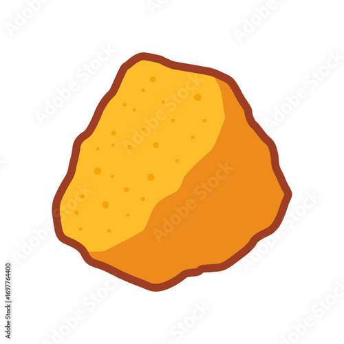 Illustration of shiny gold rock, concept for wealth, geology, mining, natural resources, and treasure.