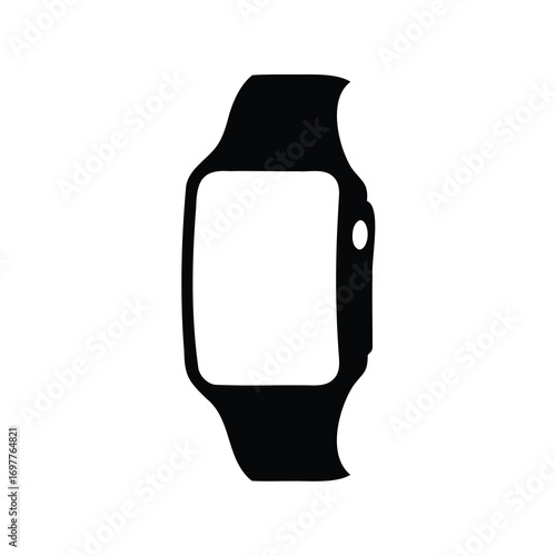 Sleek smartwatch silhouette icon for modern technology and fitness tracking applications