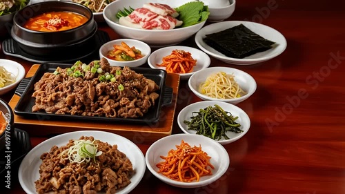 Wallpaper Mural Varied and colorful assortment of delicious Korean dishes arranged on a table Torontodigital.ca