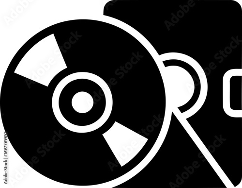 Simple icon of a compact disc and case