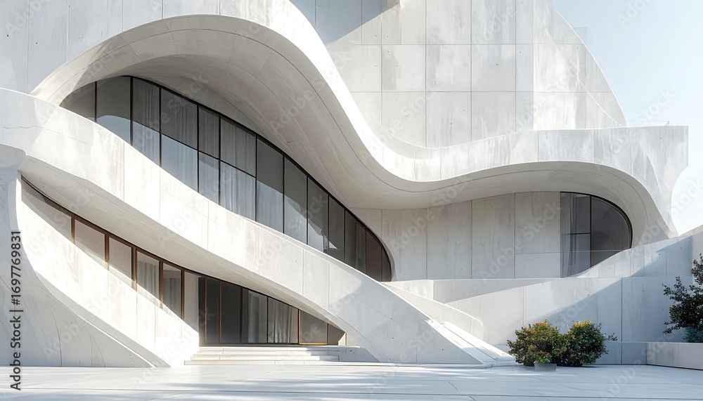 Fototapeta premium Modern, sculpted concrete building exterior
