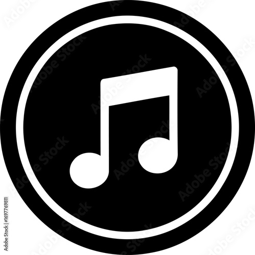 Simple music note icon for audio and sound