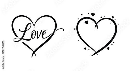 two hearts drawn with love and affection side by side
