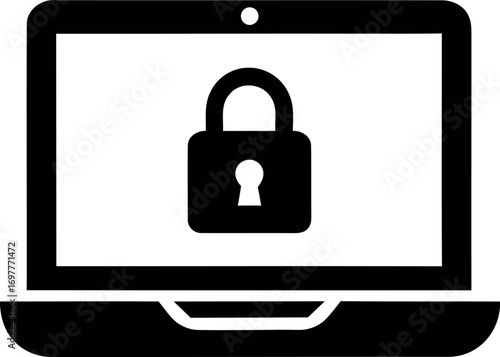 Computer screen with padlock icon for security