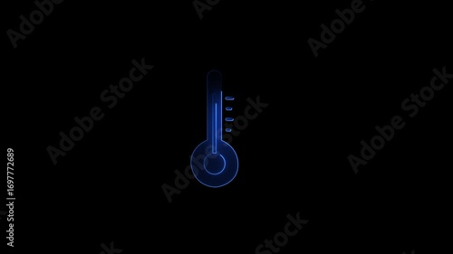 neon light bulb icon symbolizing temperature and medicine on Glowing neon thermometer isolated. futuristic temperature gauge, sleek technology icon, luminous edges, 4k video