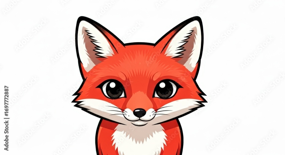 Fototapeta premium Cartoon Fox Portrait: Cute and Animated