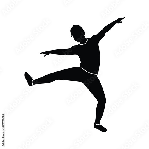 Dynamic hip hop dancer in a freeze pose black silhouette