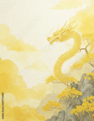 Golden Dragon Ascending Mountain