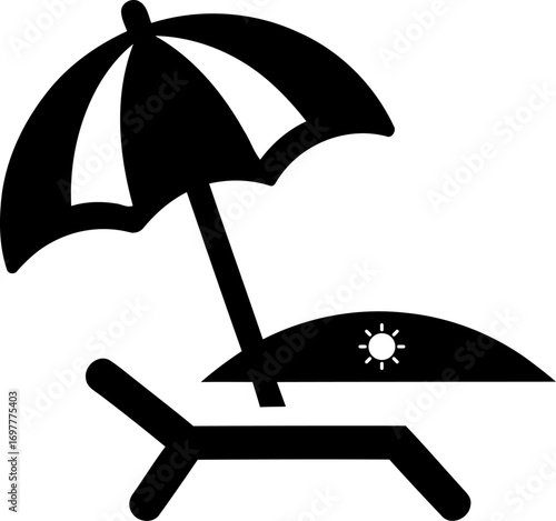 Beach chair umbrella sun summer vacation holiday icon