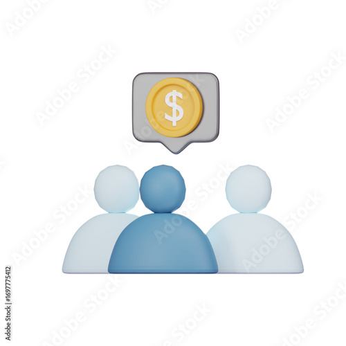 Business Team 3D Icon isolated on white background, 3D render