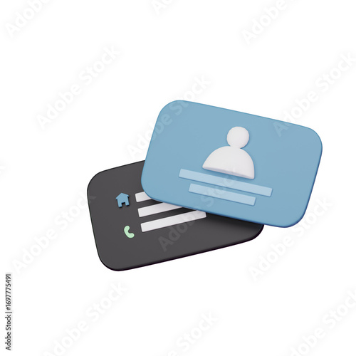 Business Card 3D Icon isolated on white background, 3D render